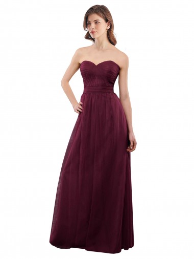Sleeveless Burgundy Low Back A-Line Sweetheart Bridesmaid Dress Maidstone