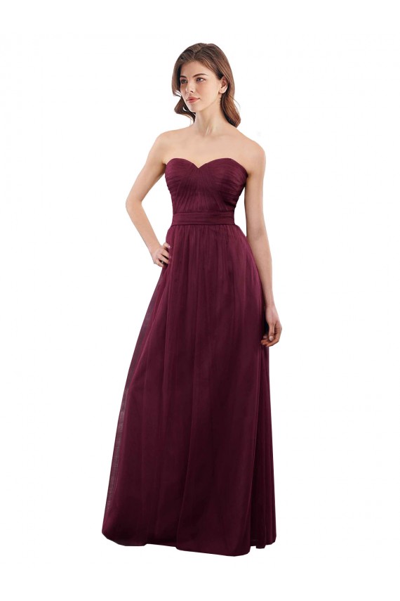 Sleeveless Burgundy Low Back A-Line Sweetheart Bridesmaid Dress Maidstone