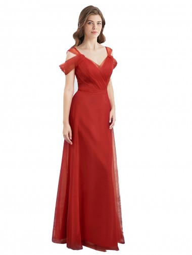Cold Shoulder Red Low Back A-Line Sweetheart Formal Dress / Bridesmaid Dress Maidstone