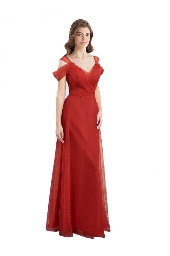 Cold Shoulder Red Low Back A-Line Sweetheart Formal Dress / Bridesmaid Dress Maidstone