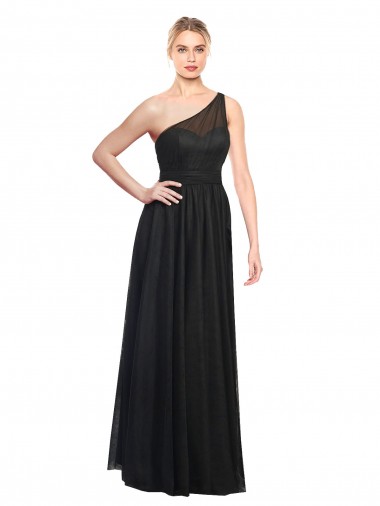 Sleeveless Black A-Line One Shoulder Bridesmaid Dress / Evening Dress Maidstone