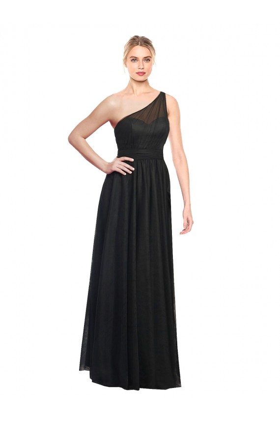 Sleeveless Black A-Line One Shoulder Bridesmaid Dress / Evening Dress Maidstone
