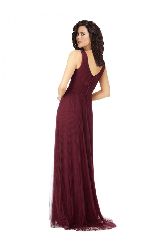 Sleeveless Burgundy Gold A-Line V-Neck Bridesmaid Dress Maidstone