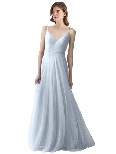Sleeveless Light Sky Blue A-Line Spaghetti Straps Bridesmaid Dress Maidstone