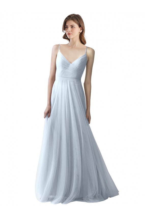 Sleeveless Light Sky Blue A-Line Spaghetti Straps Bridesmaid Dress Maidstone