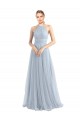 Sleeveless Light Sky Blue Criss Cross Back A-Line Halter Neck Bridesmaid Dress Maidstone