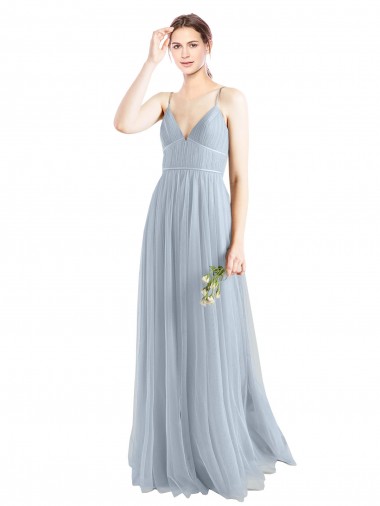 Sleeveless Light Sky Blue Open Back A-Line Spaghetti Straps Evening Dress / Bridesmaid Dress Maidstone