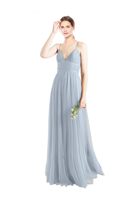 Sleeveless Light Sky Blue Open Back A-Line Spaghetti Straps Evening Dress / Bridesmaid Dress Maidstone