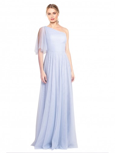 Flutter Sleeves Light Sky Blue A-Line One Shoulder Bridesmaid Dress Maidstone