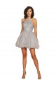 Sleeveless Silver Criss Cross Open Back A-Line Halter Neck Bridesmaid Dress Maidstone