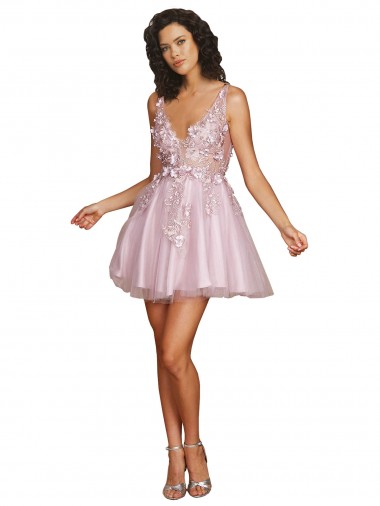 Sleeveless V-Back A-Line Tulle V-Neck Bridesmaid Dress Maidstone