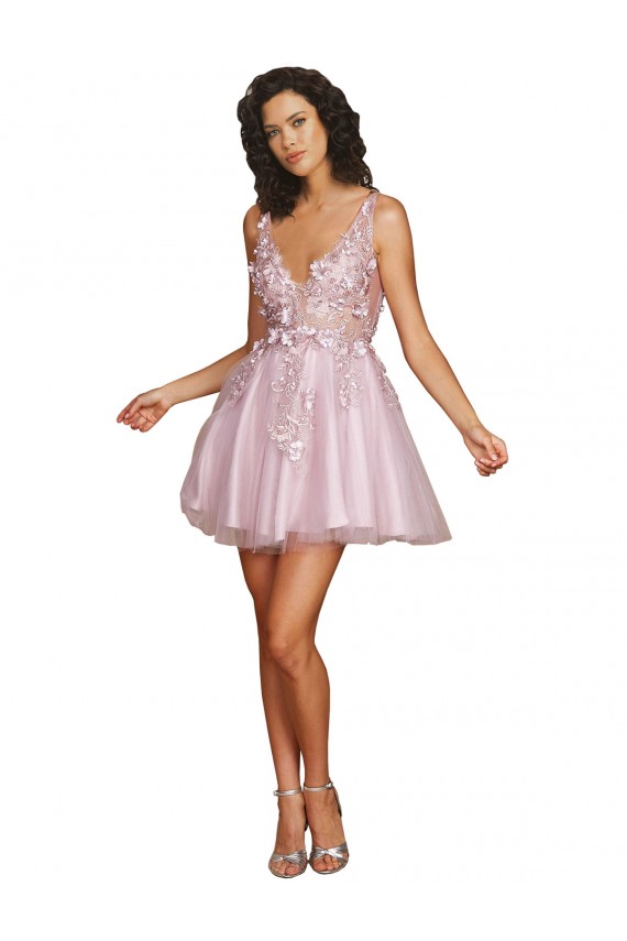 Sleeveless V-Back A-Line Tulle V-Neck Bridesmaid Dress Maidstone