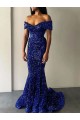 Sleeveless Royal Blue Mermaid Off the Shoulder Prom Dresses Maidstone