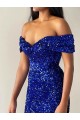Sleeveless Royal Blue Mermaid Off the Shoulder Prom Dresses Maidstone