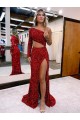Long Sleeves Burgundy Mermaid One Shoulder Evening Dress Maidstone