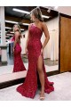 Sleeveless Burgundy Mermaid One Shoulder Evening Dress Maidstone