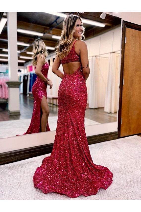 Sleeveless Burgundy Mermaid One Shoulder Evening Dress Maidstone