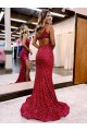 Sleeveless Burgundy Mermaid One Shoulder Evening Dress Maidstone