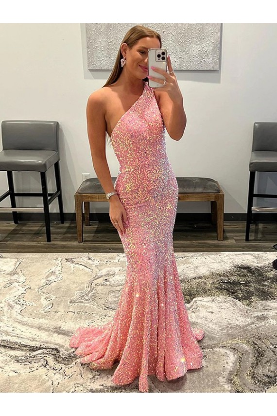 Sleeveless Pink Sheath One Shoulder Prom Dress Maidstone