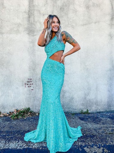 Sleeveless Shown Color Mermaid One Shoulder Prom Dresses Maidstone
