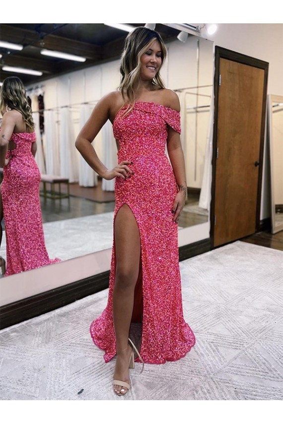 Sleeveless Fuchsia Sheath One Shoulder Evening Gown Maidstone