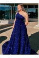 Sleeveless Royal Blue A-Line One Shoulder Prom Dress / Evening Gown Maidstone