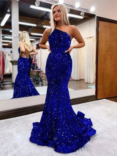 Sleeveless Royal Blue Mermaid One Shoulder Prom Dress Maidstone