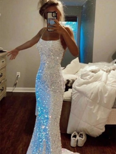 Sleeveless Shown Color Sheath Spaghetti Straps Evening Dress Maidstone