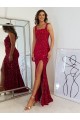 Sleeveless Burgundy Sheath Square Neck Prom Dress Maidstone