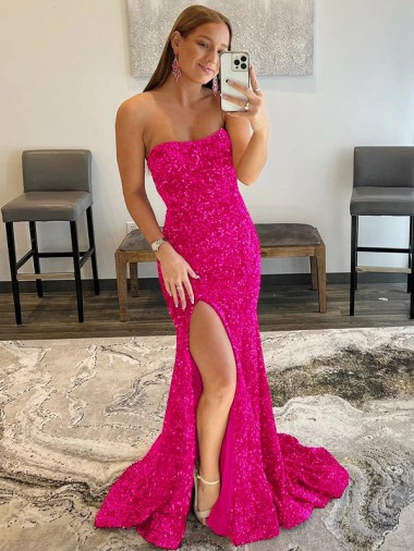 Sleeveless Fuchsia Sheath Strapless Prom Dress Maidstone