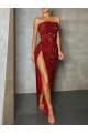 Sleeveless Burgundy Sheath Strapless Prom Dress / Evening Dress Maidstone
