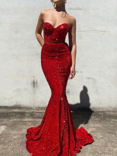 Sleeveless Burgundy Mermaid Sweetheart Prom Dress / Evening Gown Maidstone