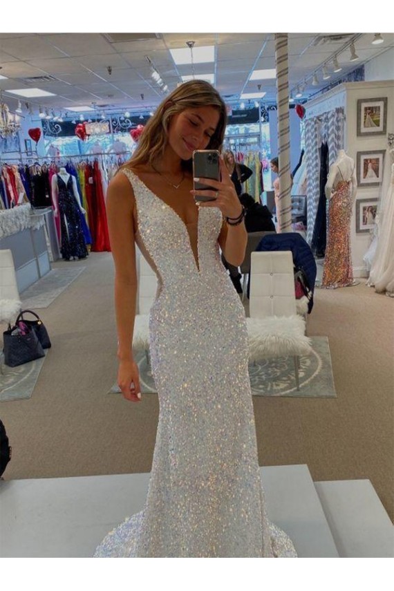 Sleeveless Shown Color Sheath V-Neck Prom Dresses Maidstone