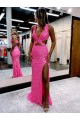 Sleeveless Shown Color Sheath Velvet Sequin V-Neck Evening Dress Maidstone
