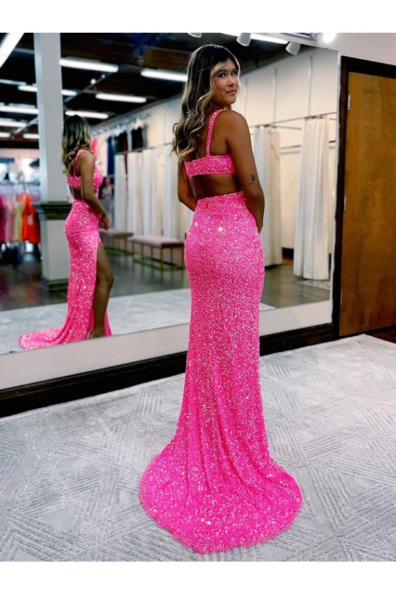 Sleeveless Shown Color Sheath Velvet Sequin V-Neck Evening Dress Maidstone