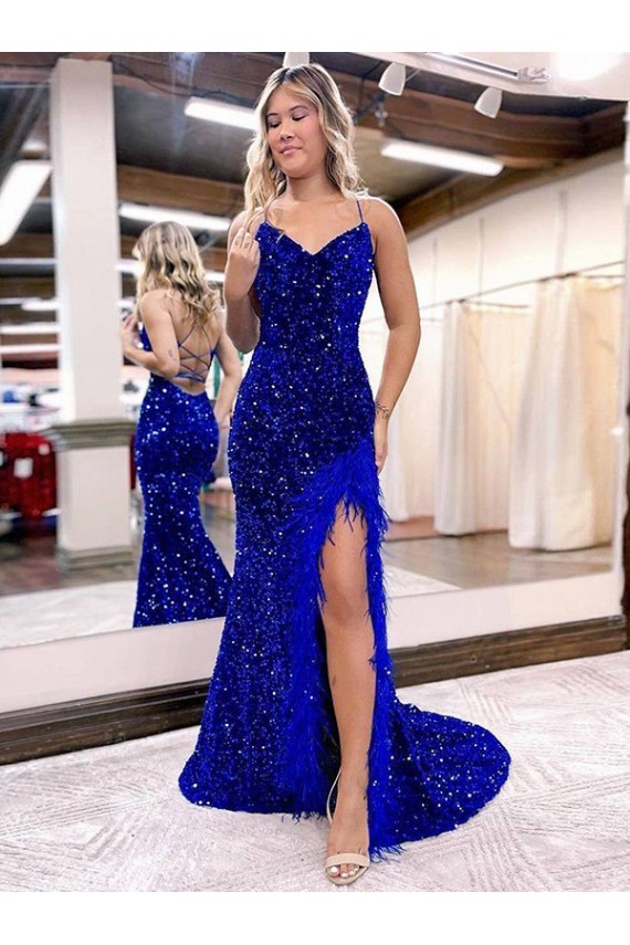 Sleeveless Royal Blue Sheath V-Neck Evening Dress Maidstone