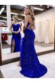 Sleeveless Royal Blue Sheath V-Neck Evening Dress Maidstone