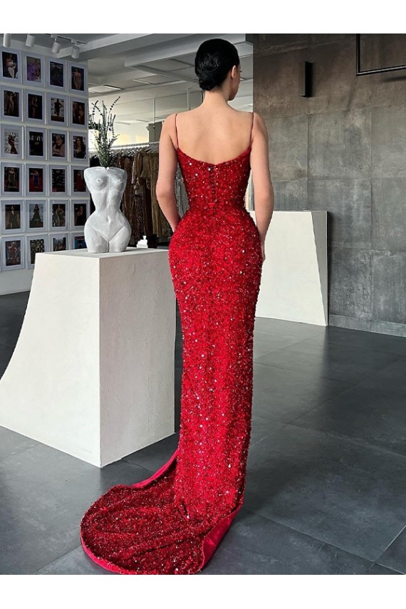 Sleeveless Red Sheath V-Neck Evening Gown / Prom Dress Maidstone