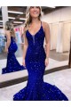 Sleeveless Royal Blue Mermaid V-Neck Prom Dress Maidstone