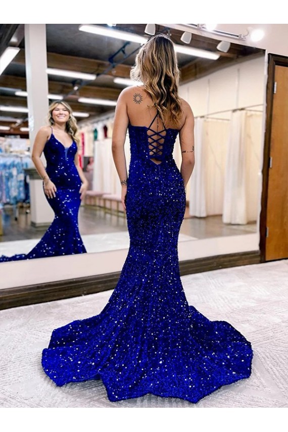 Sleeveless Royal Blue Mermaid V-Neck Prom Dress Maidstone