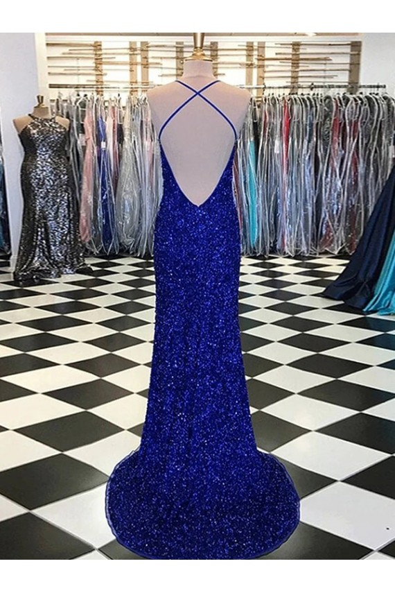 Sleeveless Royal Blue Sheath V-Neck Prom Dress / Evening Gown Maidstone