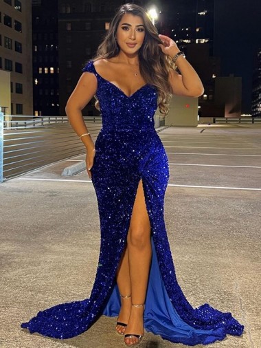 Sleeveless Royal Blue Sheath V-Neck Dress Maidstone