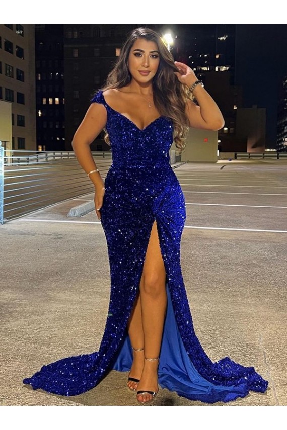 Sleeveless Royal Blue Sheath V-Neck Dress Maidstone