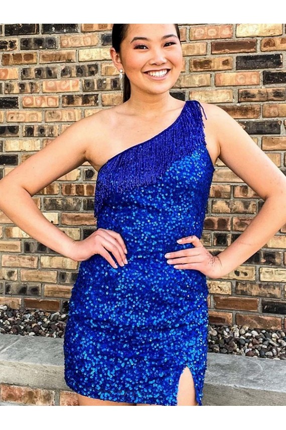 Sleeveless Royal Blue Sheath One Shoulder Homecoming Dresses Maidstone