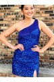 Sleeveless Royal Blue Sheath One Shoulder Homecoming Dresses Maidstone