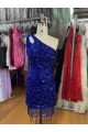 Sleeveless Royal Blue Sheath One Shoulder Homecoming Dress Maidstone
