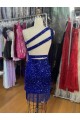 Sleeveless Royal Blue Sheath One Shoulder Homecoming Dress Maidstone