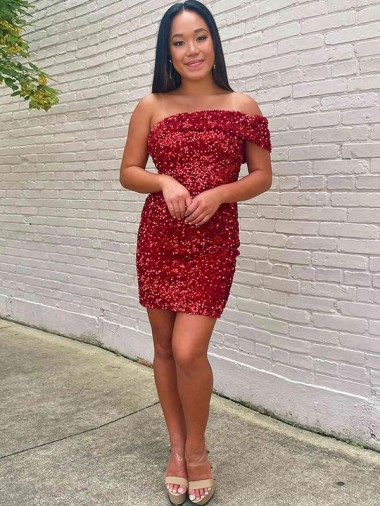 Sleeveless Burgundy Sheath One Shoulder Prom Dress Maidstone