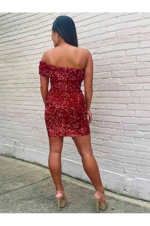 Sleeveless Burgundy Sheath One Shoulder Prom Dress Maidstone