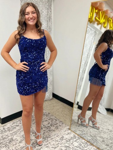 Sleeveless Royal Blue Sheath Spaghetti Straps Prom Dress Maidstone